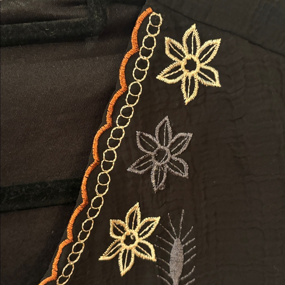 Black Sheer Top with Floral Embroidery - Picture 8 of 8